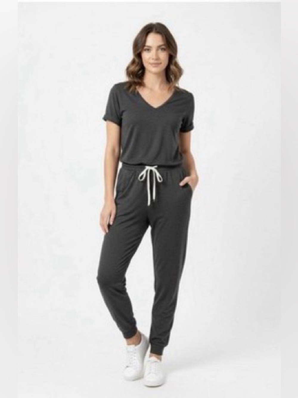 Vuori All Day Jumpsuit Size XL Dark Gray Performance Knit Athleisure One-Piece